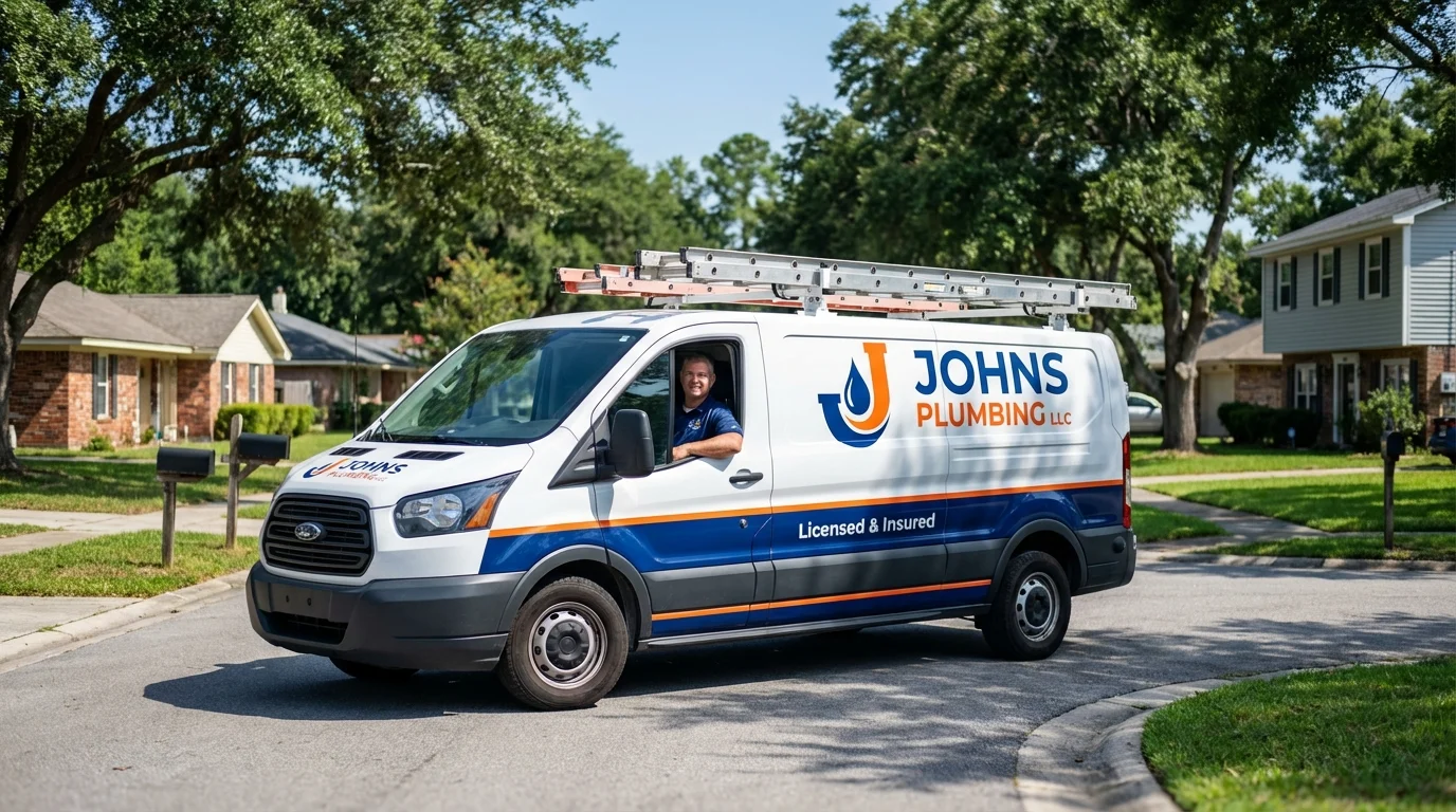 Johns Plumbing LLC service van in Virden, IL