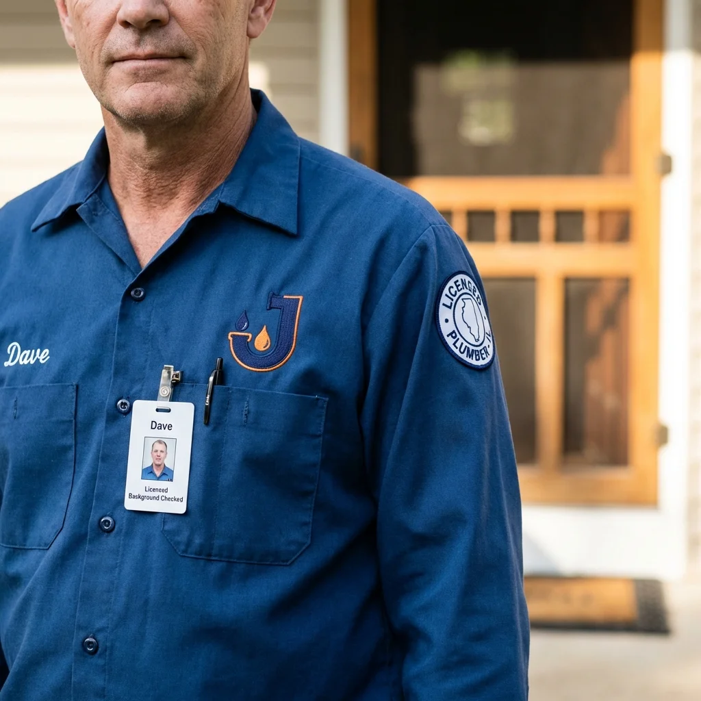 Licensed plumber showing ID badge in Virden, IL