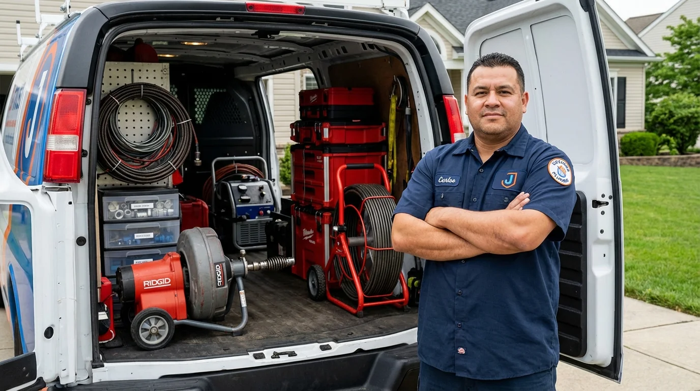 Professional drain cleaning equipment and Johns Plumbing LLC plumber in Virden