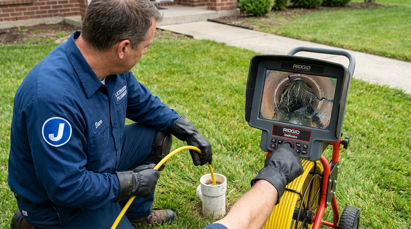 Sewer camera inspection being performed by Johns Plumbing LLC in Virden